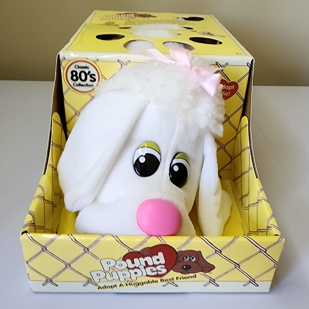 Pound Puppies White Plush Toy with Pink Nose